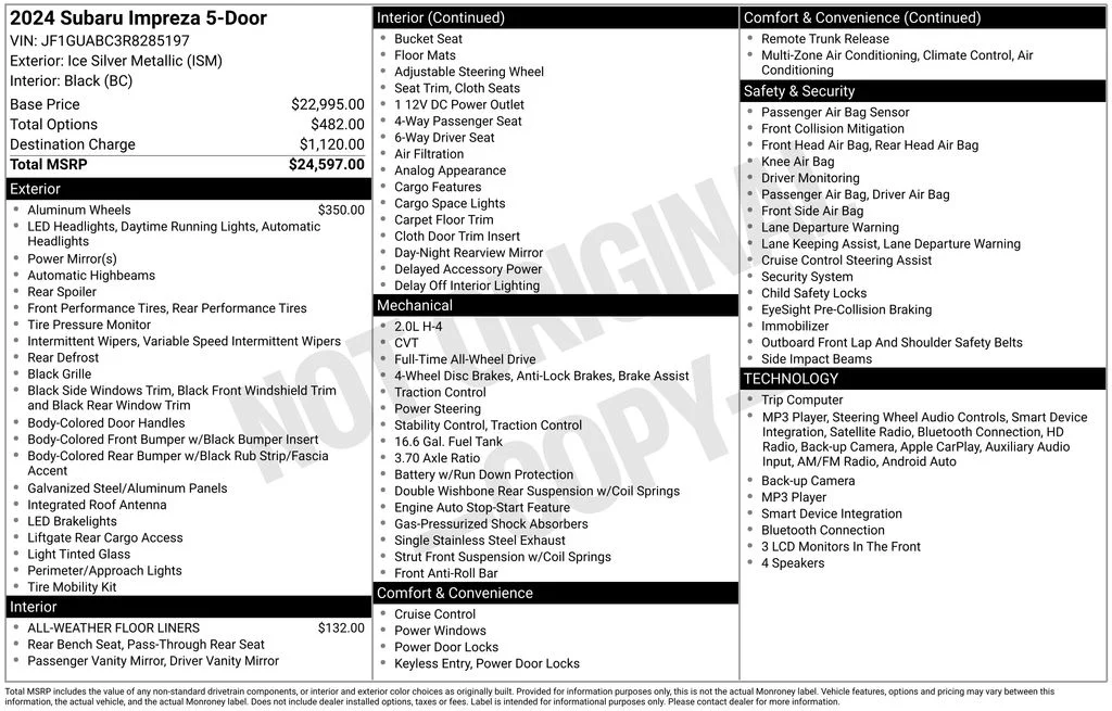 Used 2024 Silver Subaru Base image 8