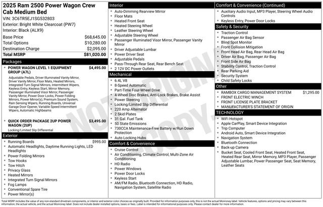 New 2025 Bright White Clear-Coat Exterior Paint RAM Power Wagon image 47