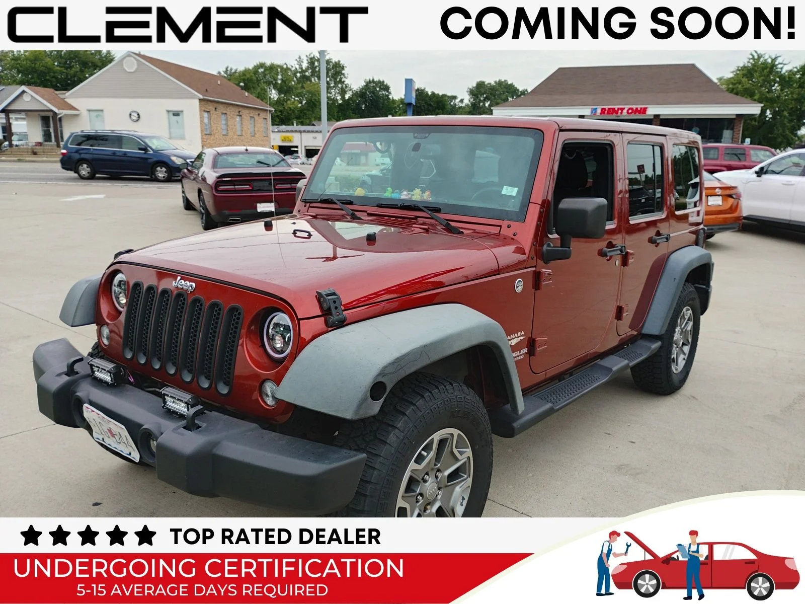 Used 2014 Orange Jeep Unlimited Sahara image 1