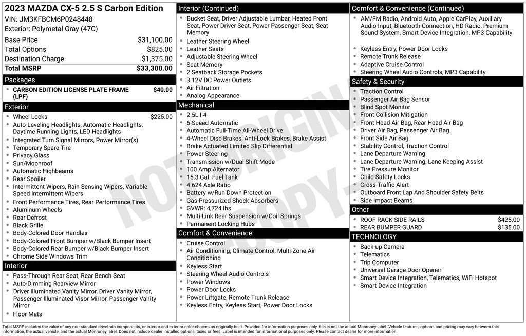 Used 2023 Gray Mazda 2.5 S Carbon Edition image 6