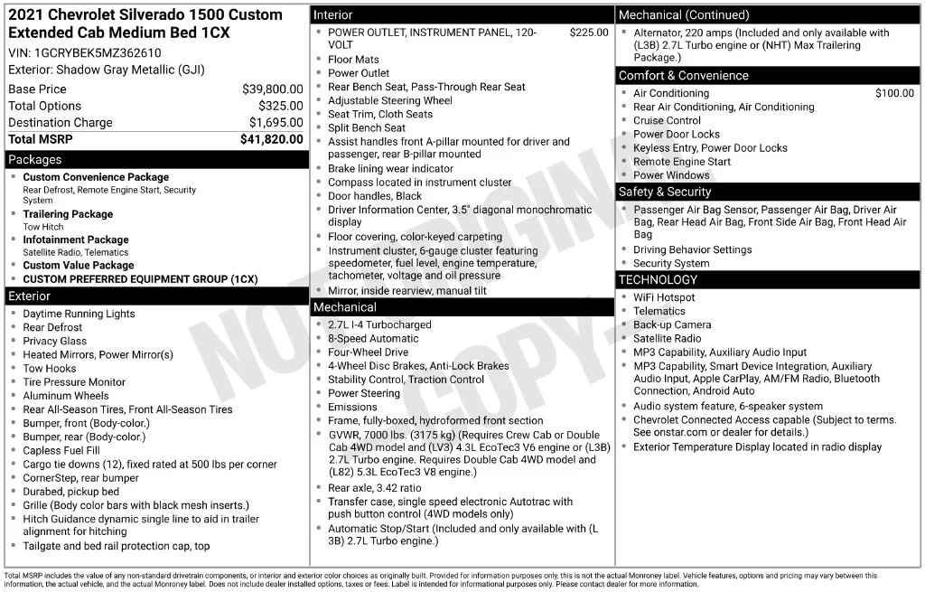 Used 2021 Gray Chevrolet Custom image 2