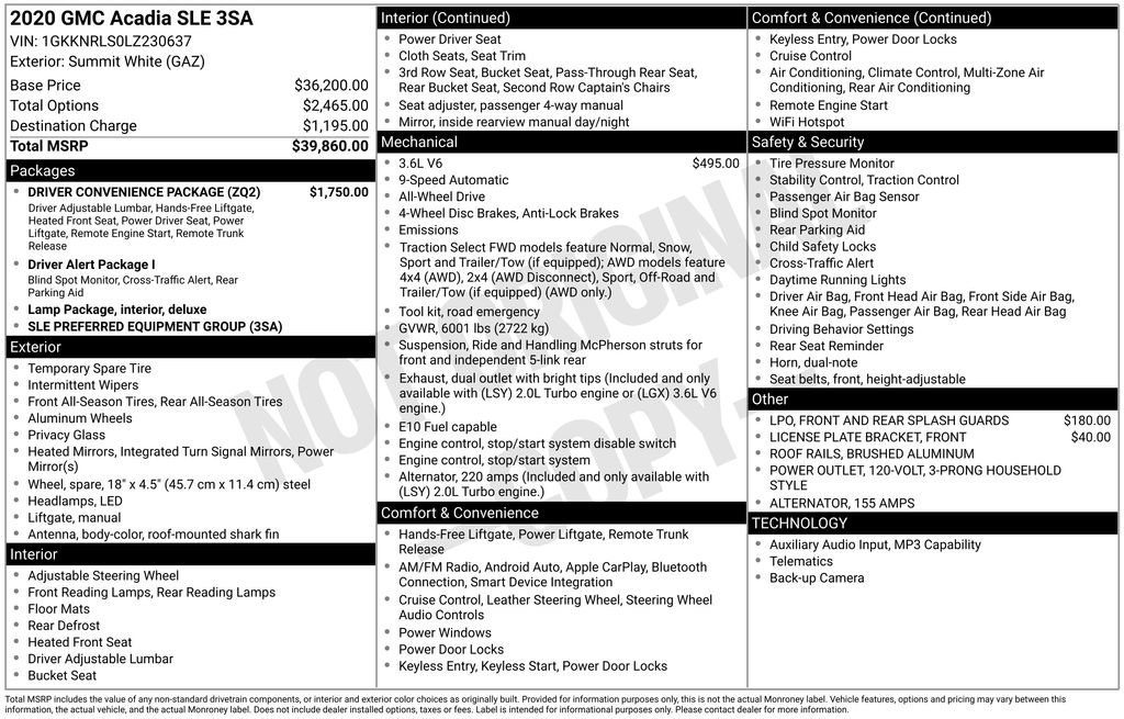 Used 2020 Summit White GMC SLE image 9