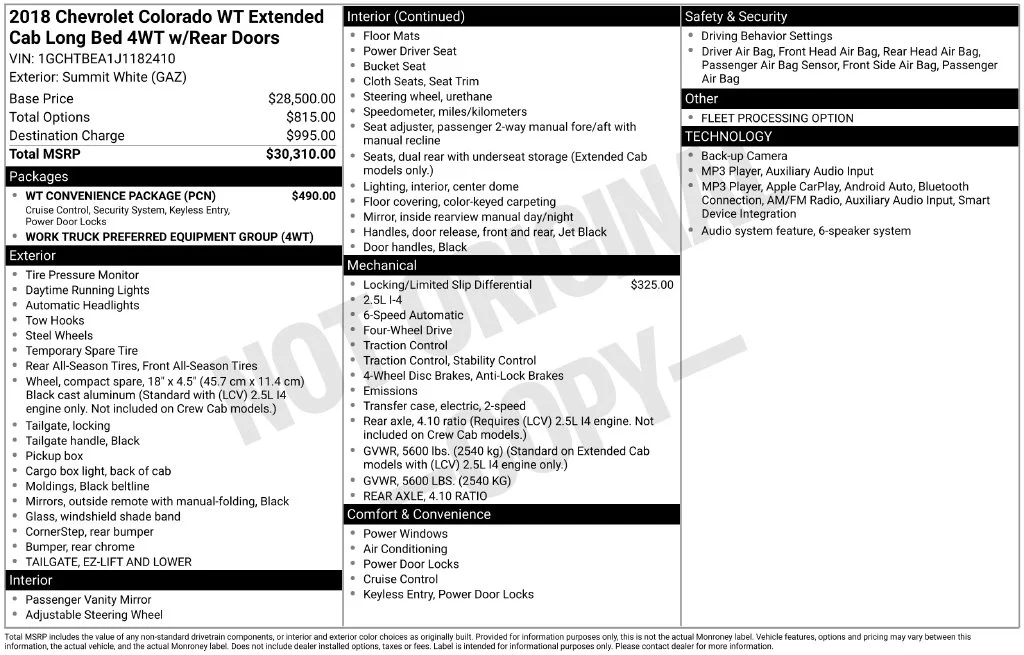Used 2018 White Chevrolet Work Truck image 16