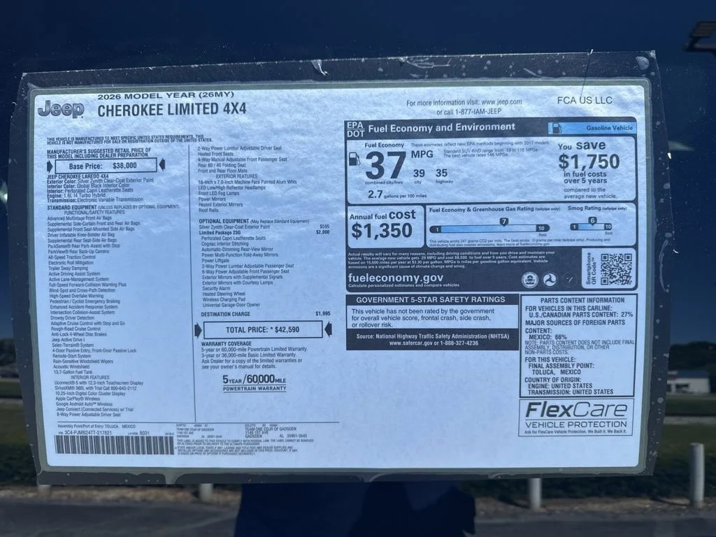 New 2026 Silver Zynith Clear-Coat Exterior Paint Jeep Limited image 11