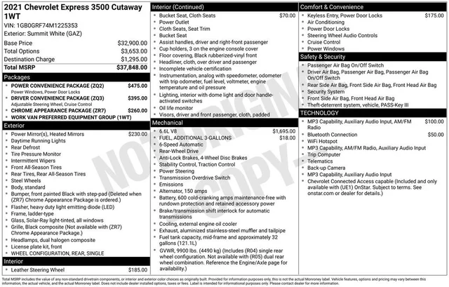 2021 Chevrolet Express Cutaway 3500 Work Van