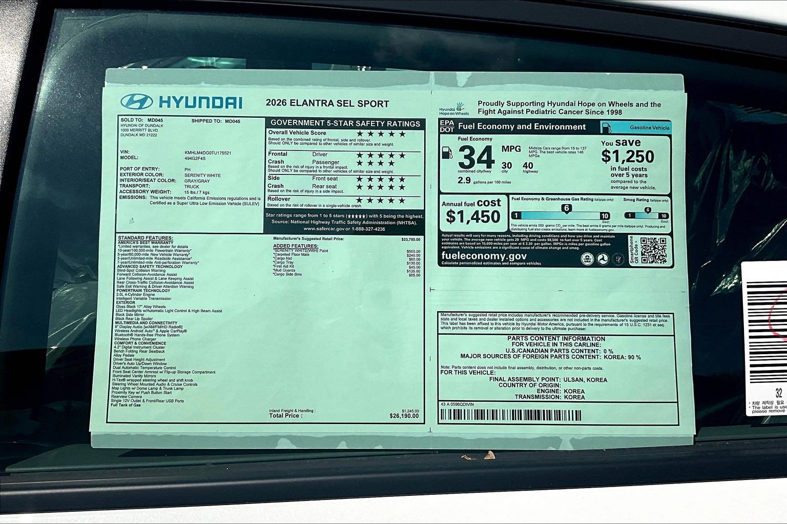New 2026 White Hyundai SEL Sport image 13