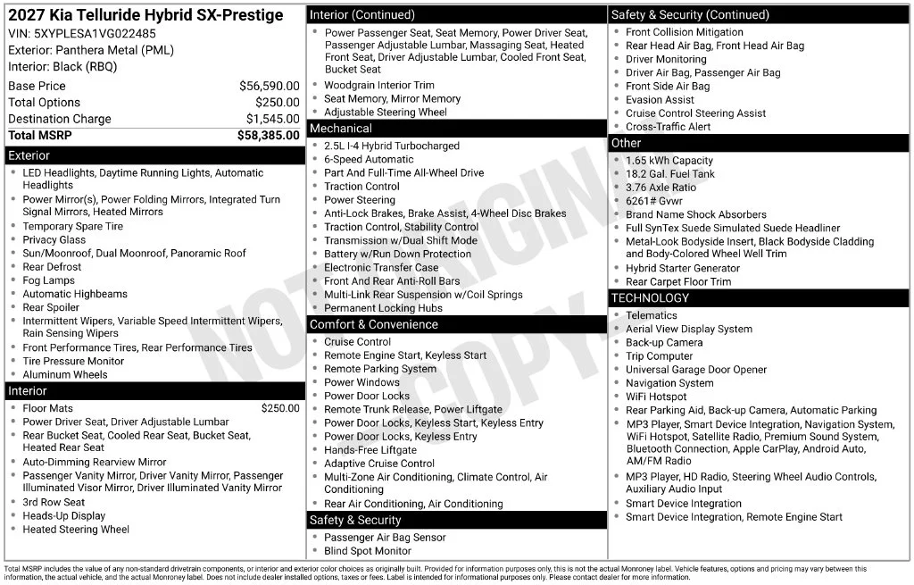 New 2027 Panthera Metal Kia SX-PRESTIGE image 4