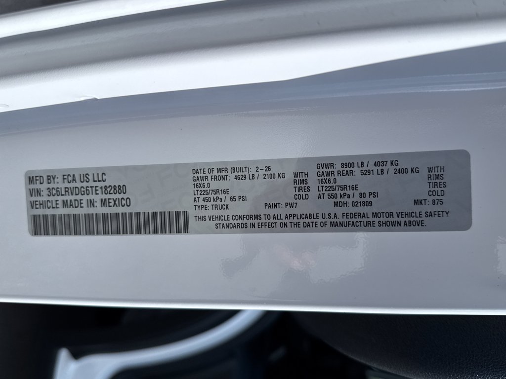 New 2026 Bright White Clear-Coat Exterior Paint RAM Tradesman image 36