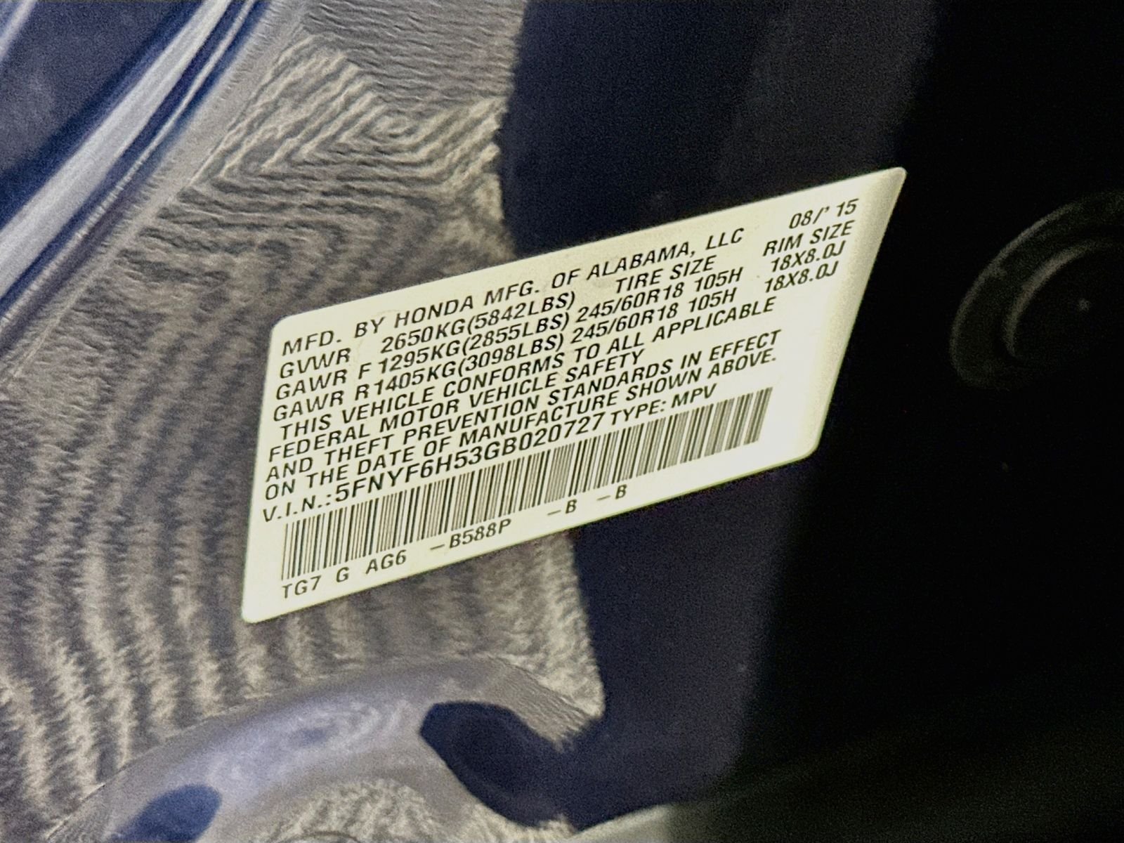 Used 2016 Blue Honda EX-L image 34
