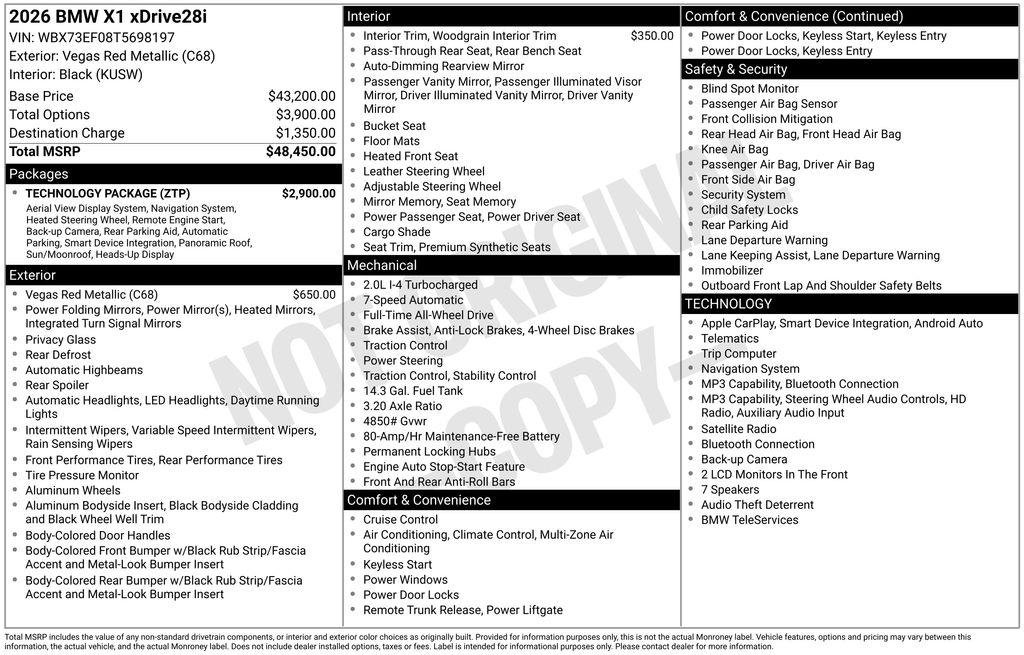 New 2026 Vegas Red Metallic BMW xDrive28i image 6