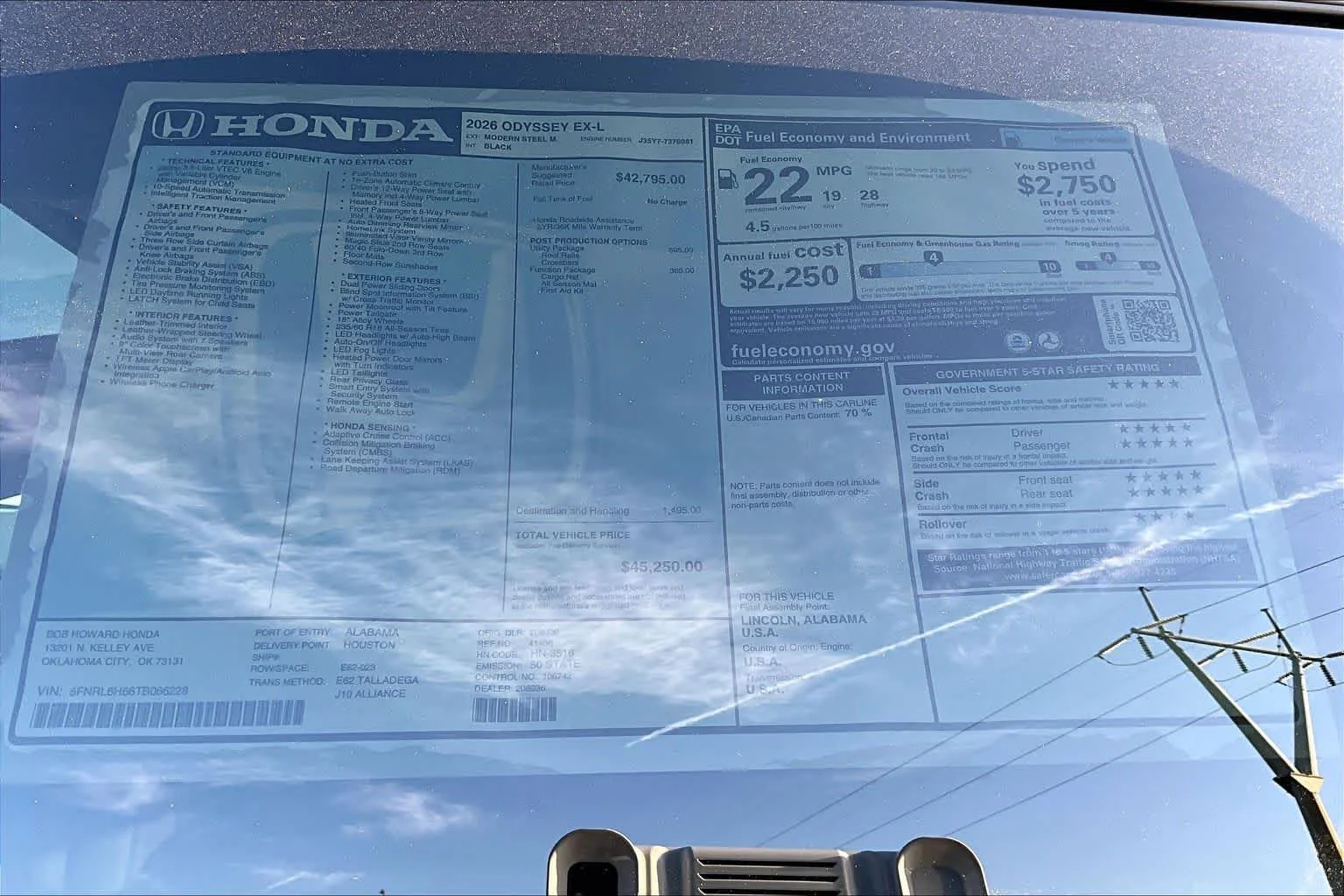 New 2026 Modern Steel Metallic Honda EX-L image 20