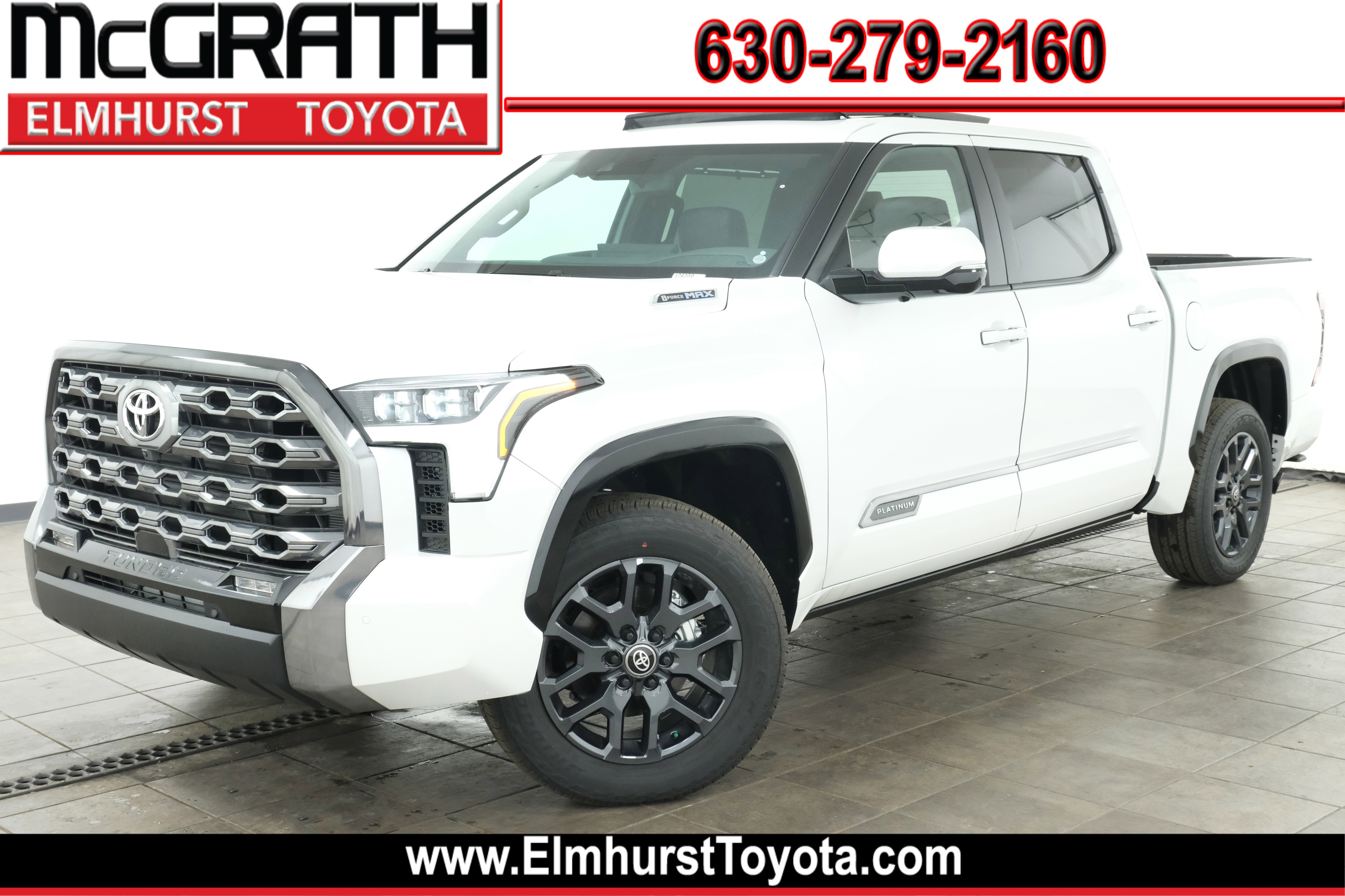 White (Wind Chill Pearl) 2025 Toyota Tundra Hybrid Platinum HV CrewMax Cab 4WD Pickup Truck Four-Wheel Drive 10-Speed Automatic
