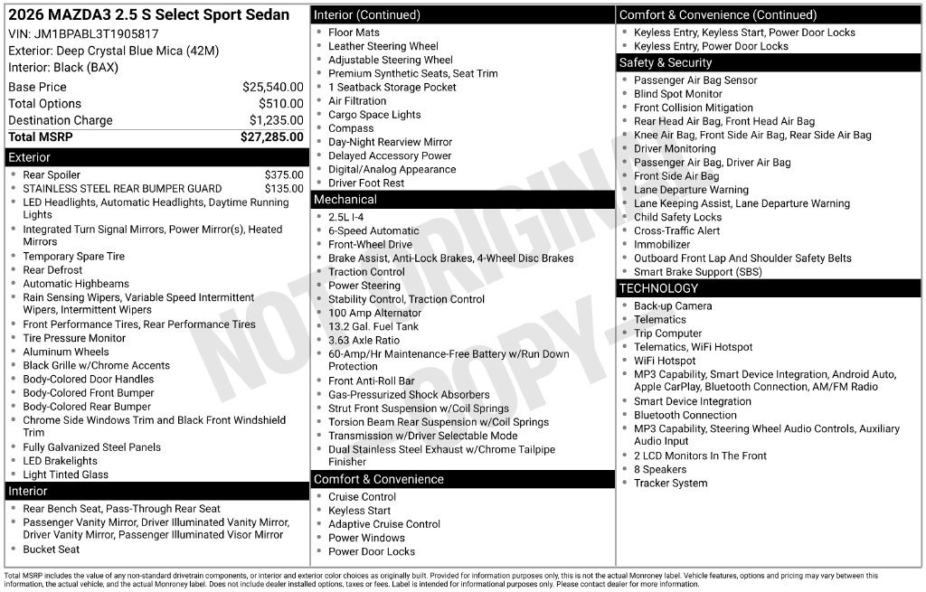 New 2026 Deep Crystal Blue Mica Mazda 2.5 S Select Sport image 2