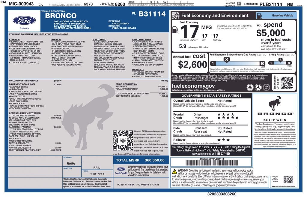 Certified Used 2023 Gray Ford Badlands image 3