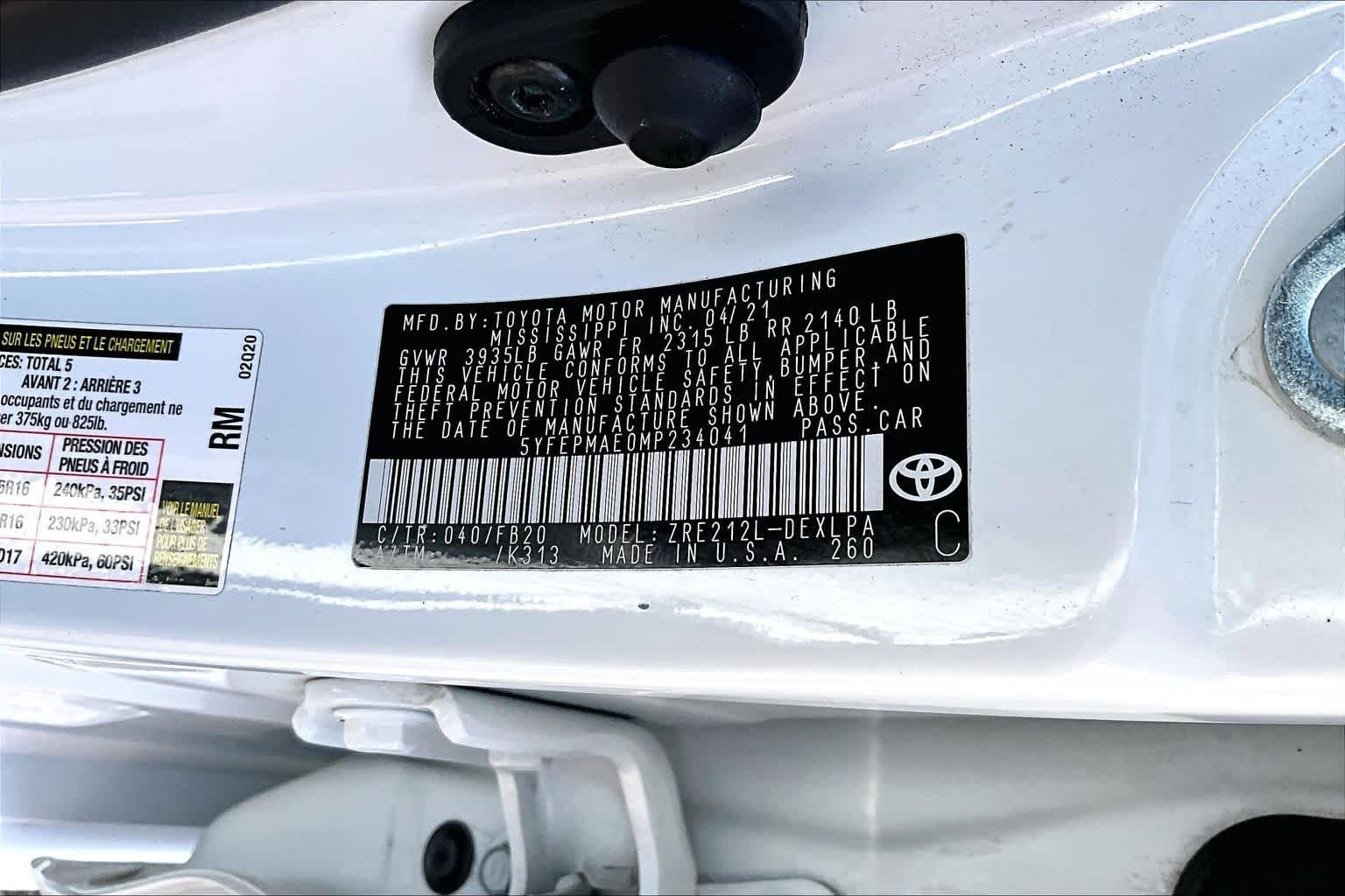 Certified Used 2021 Super White Toyota LE image 36