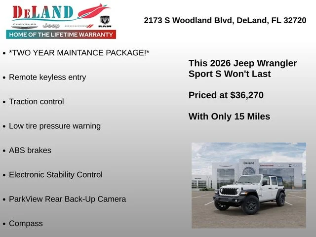 New 2026 Bright White Clear-Coat Exterior Paint Jeep Sport S image 6