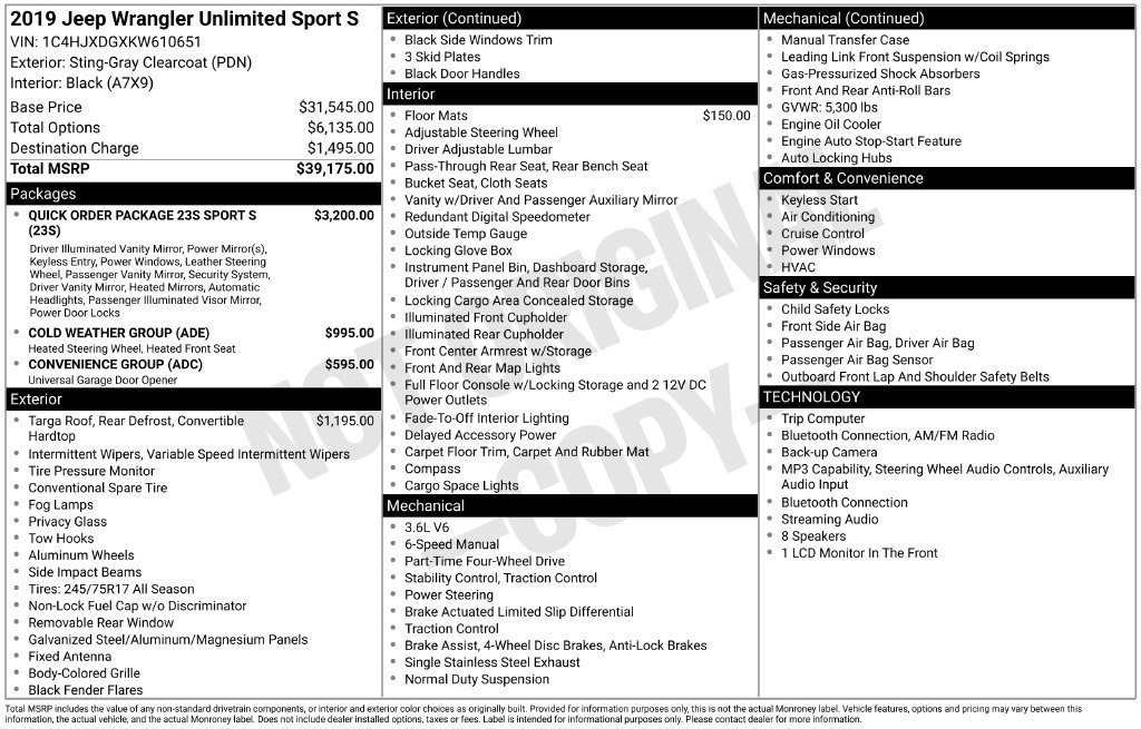 Used 2019 Gray Jeep Unlimited Sport S image 2
