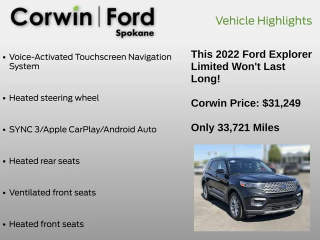 Certified Used 2022 Agate Black Metallic Ford Limited image 13