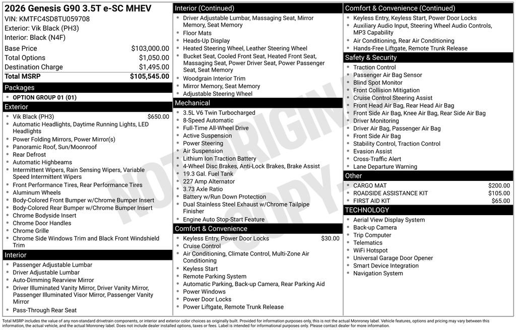 Certified Used 2026 Black Genesis 3.5T e-SC image 2