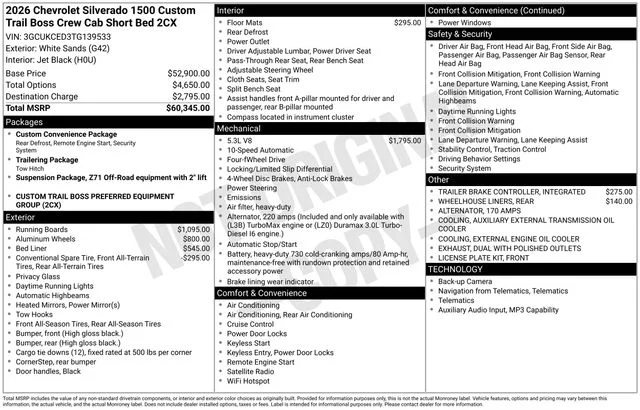 Certified Used 2026 White Chevrolet Custom Trail Boss image 33