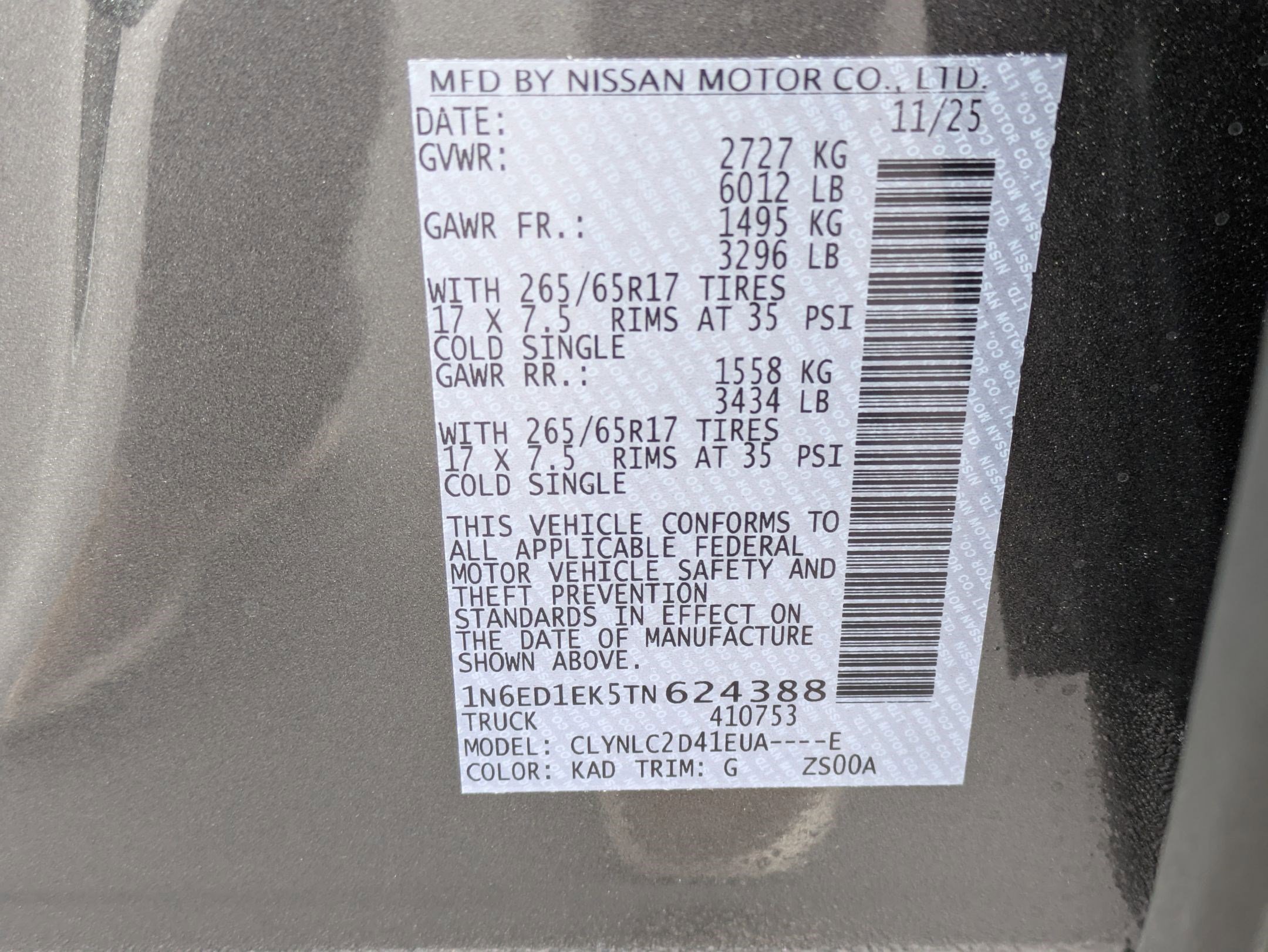 New 2026 Gun Metallic Nissan Crew Cab SV image 19