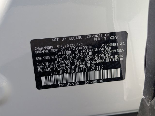 New 2026 CRYSTAL WHITE PEARL Subaru Touring XT image 17