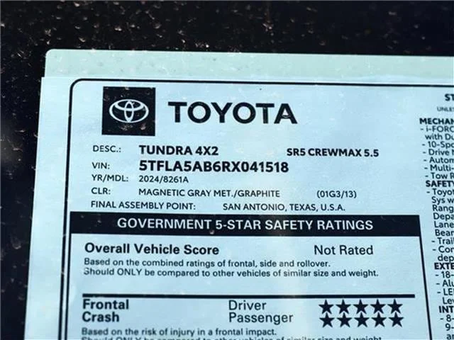 New 2024 Magnetic Gray Metallic Toyota SR5 (A10) 4x2 CrewMax 5.5 ft. box 145.7 in. WB image 18
