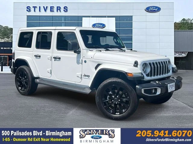 Used 2025 Bright White Clearcoat Jeep Sahara 4xe image 1