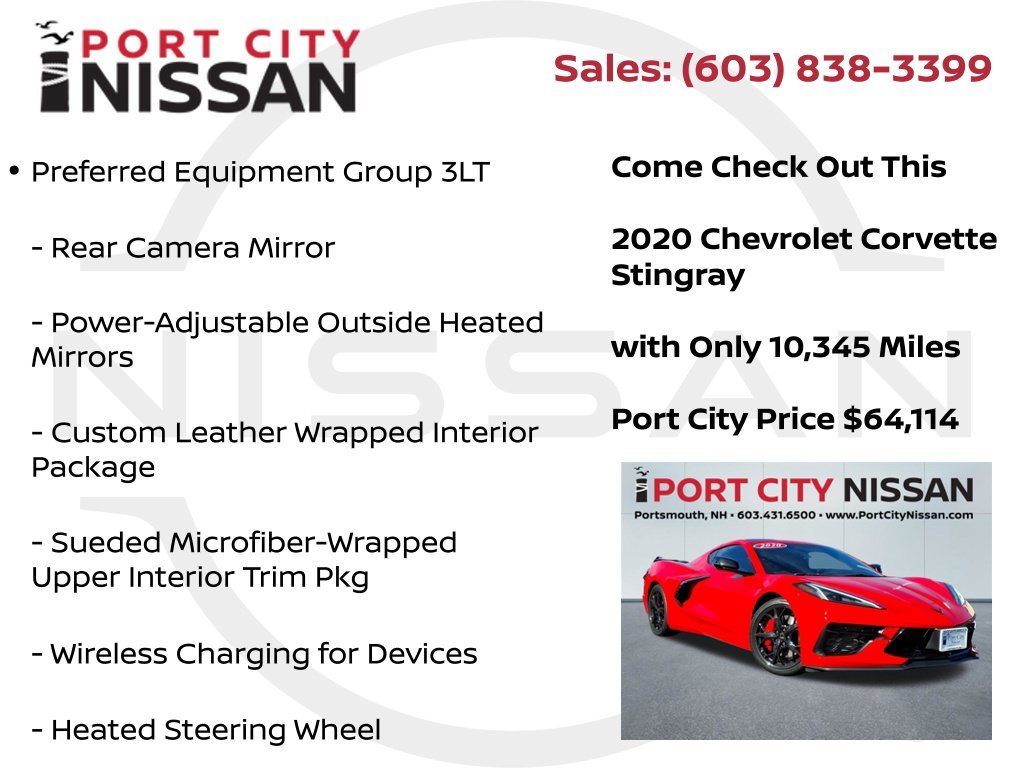 Used 2020 Torch Red Chevrolet Stingray 3lt w/z51, front end lift, carbon fiber roof & more! image 15