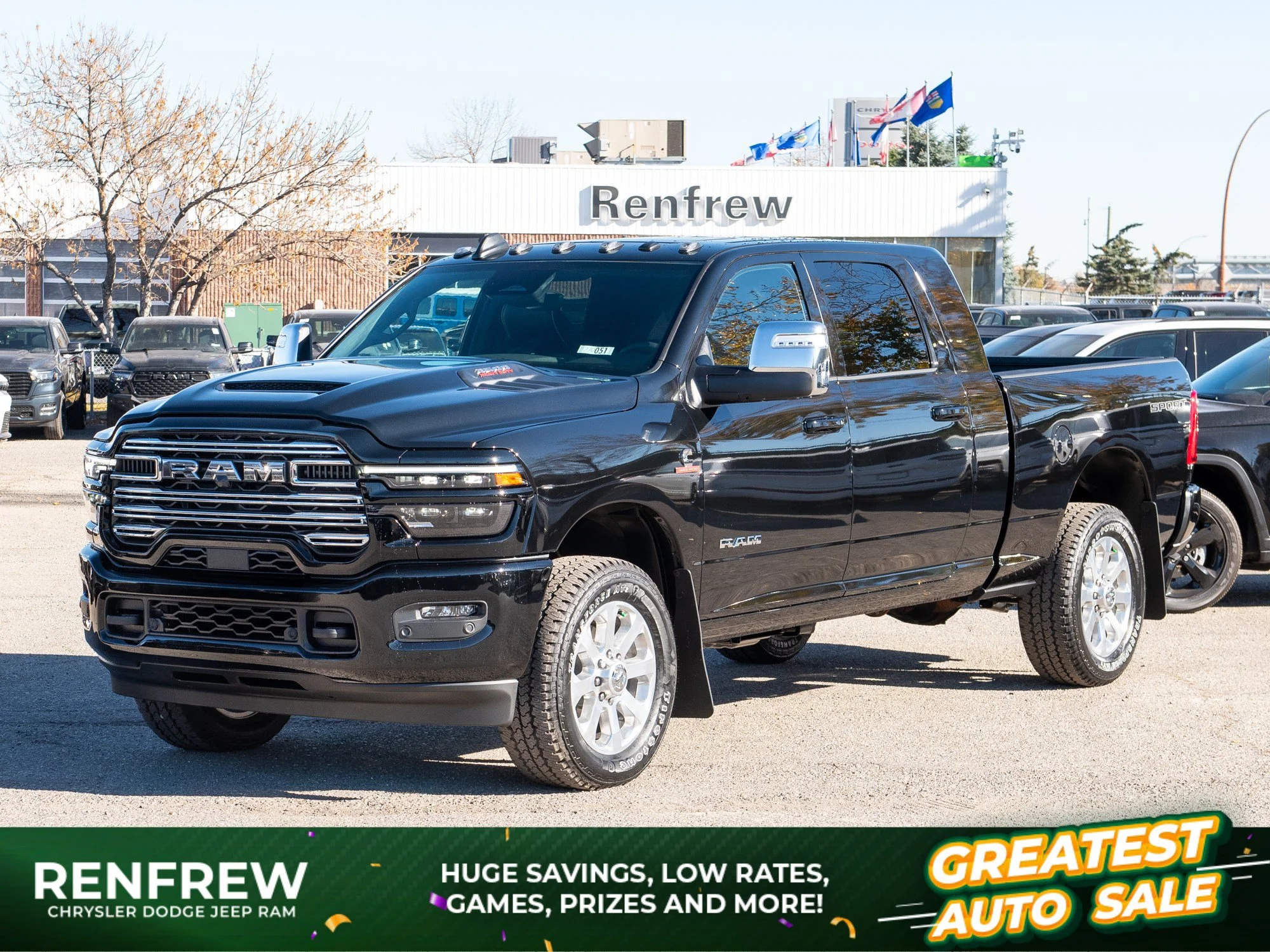 New 2027 Black RAM Laramie* Mega Cab 4x4, Sport Appearance Pkg, Sunroof, Heated/Ventilated Leather image 1