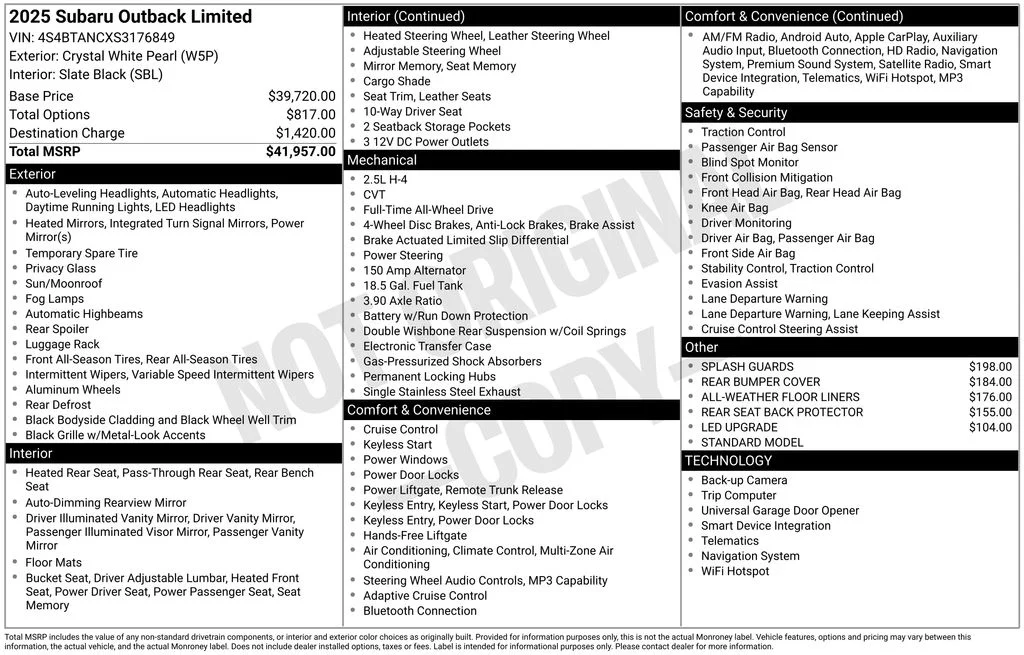 Certified Used 2025 White Subaru Limited image 46
