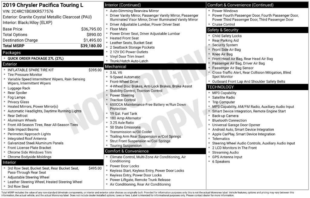 Used 2019 Gray Chrysler Touring L image 21