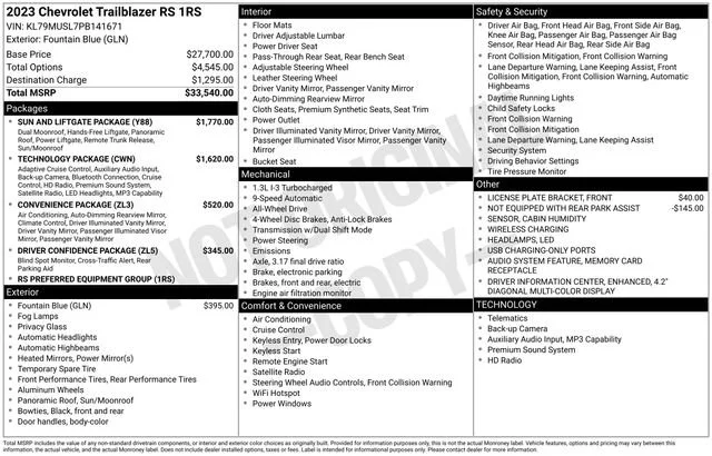 Used 2023 Fountain Blue Chevrolet RS image 5