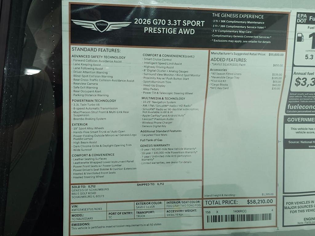 New 2026 Silver Genesis 3.3T SPORT PRESTIGE image 31