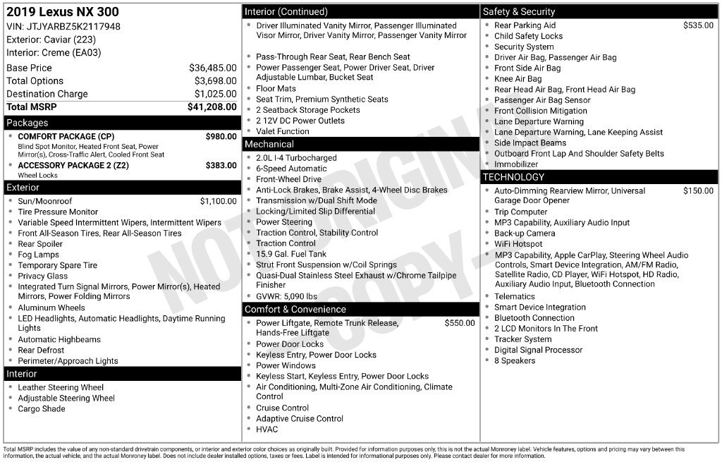 Used 2019 Black Lexus 300 Base image 18