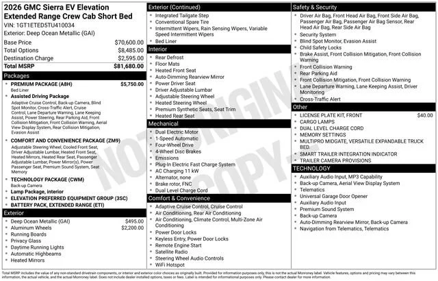 New 2026 Deep Ocean Metallic GMC Elevation Extended Range image 28