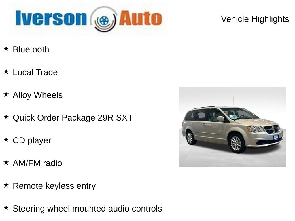 Used 2016 Dodge Grand Caravan SXT with VIN 2C4RDGCG6GR178699 for sale in Huron, SD