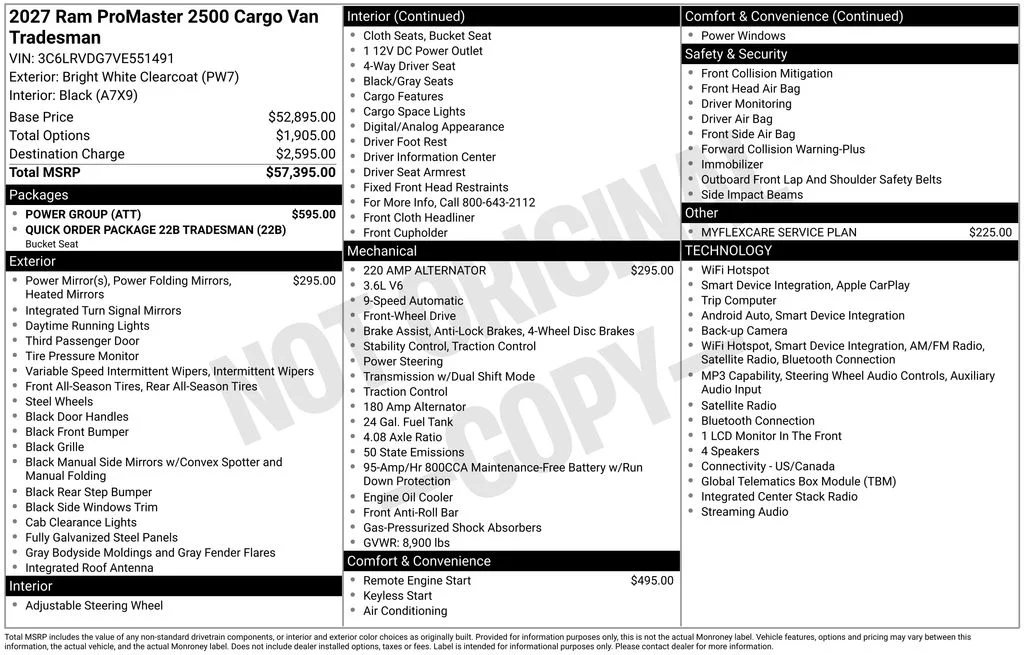 New 2027 Bright White Clearcoat RAM High Roof image 2
