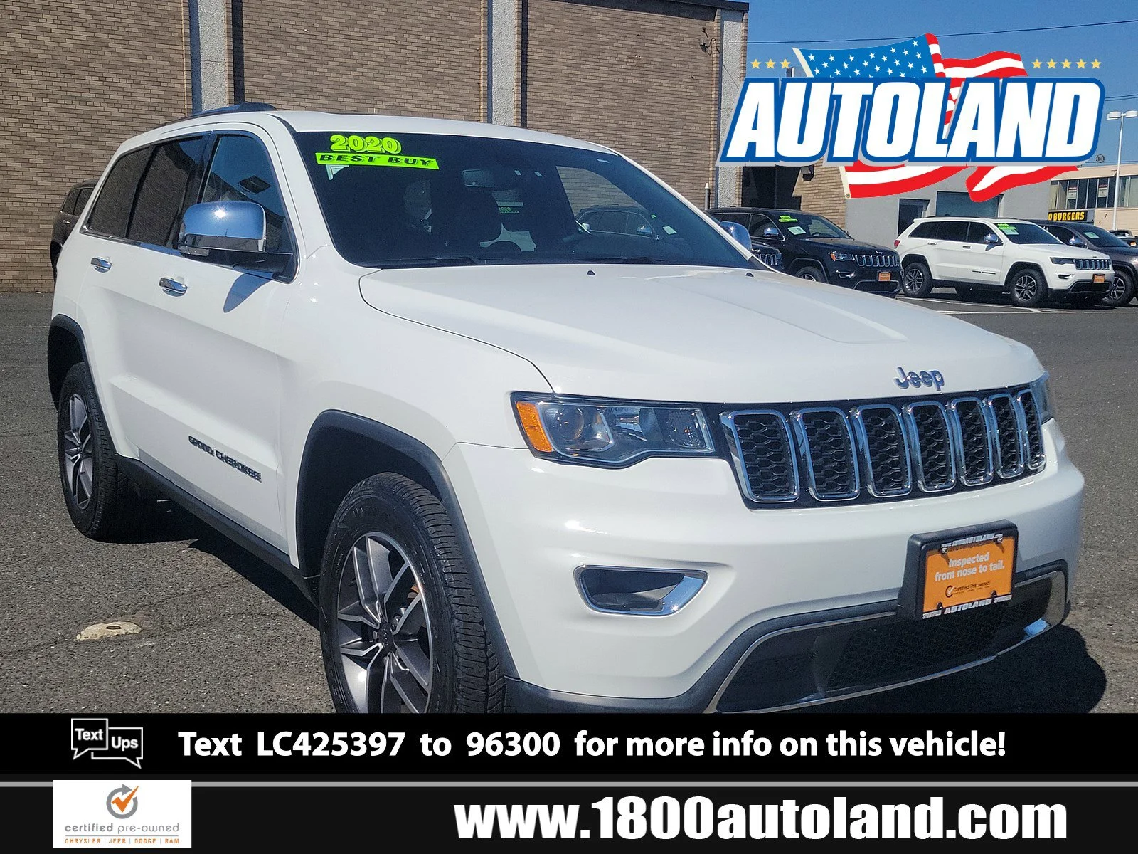 Used 2020 Bright White Clearcoat Jeep Limited image 1