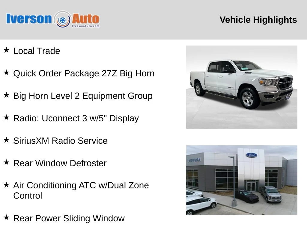 Used 2021 White Ram Big Horn/Lone Star image 2
