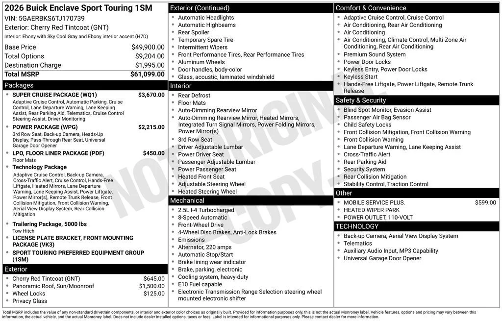 New 2026 Cherry Red Tintcoat Buick Sport Touring image 49