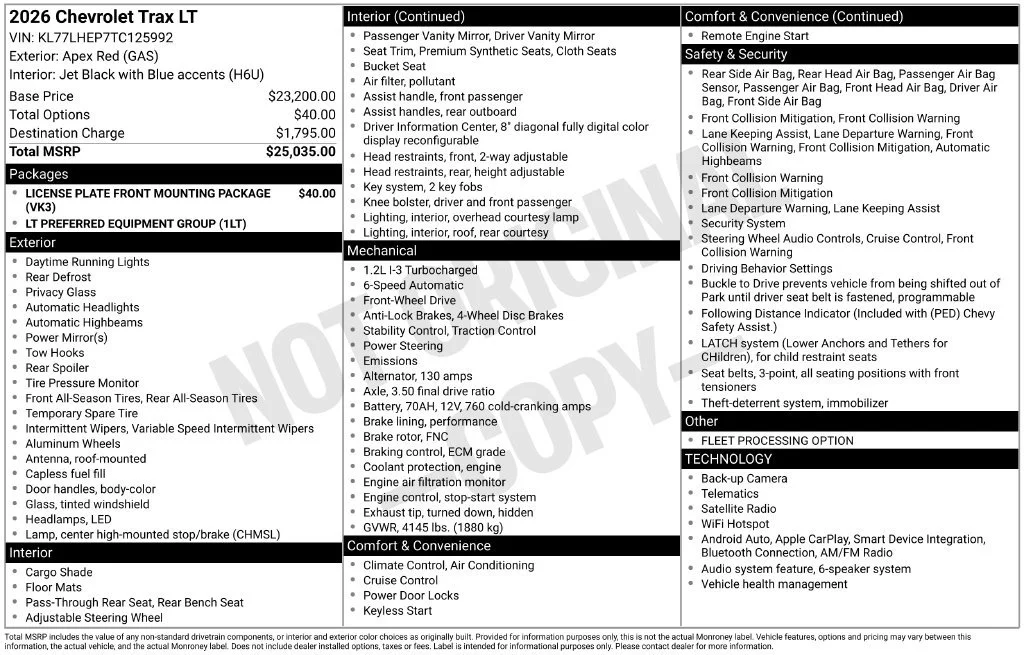 Used 2026 Apex Red Chevrolet LT image 11