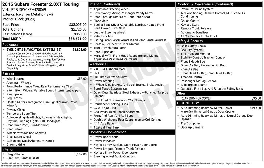 Used 2015 Ice Silver Metallic Subaru 2.0XT Touring image 4