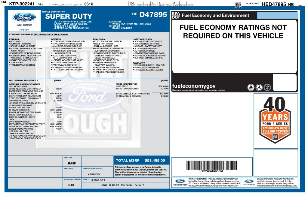 Used 2017 White Ford Lariat image 2