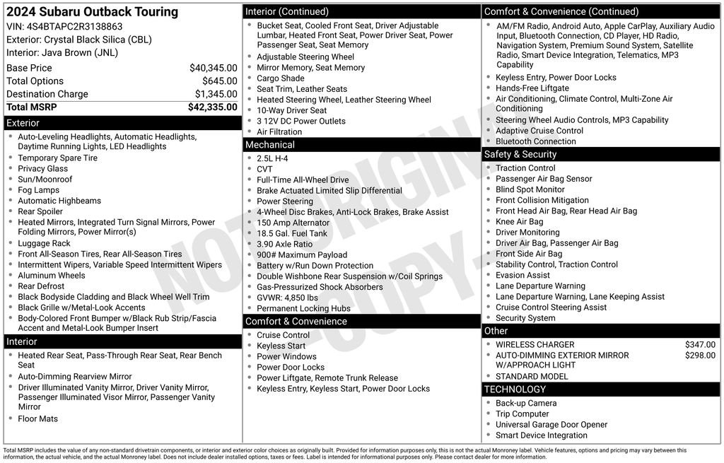 Used 2024 Black Subaru Touring image 6