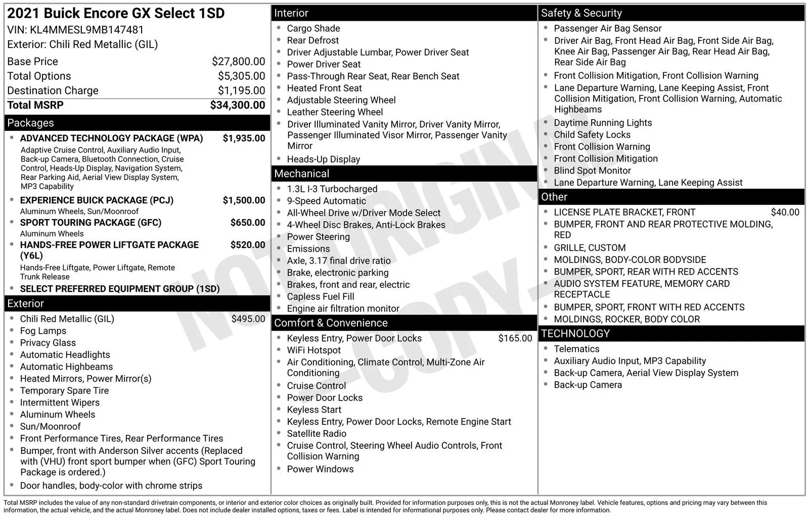 Certified 2021 Buick Encore GX Select with VIN KL4MMESL9MB147481 for sale in Baxter, Minnesota