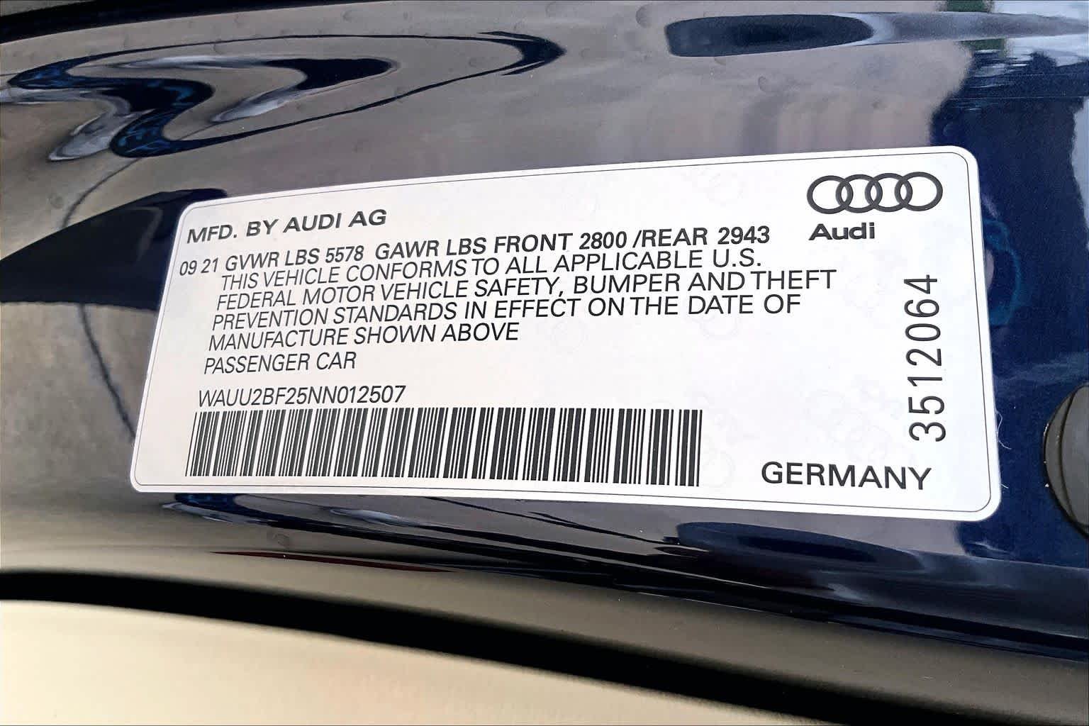 Used 2022 Firmament Blue Metallic Audi Premium Plus image 34