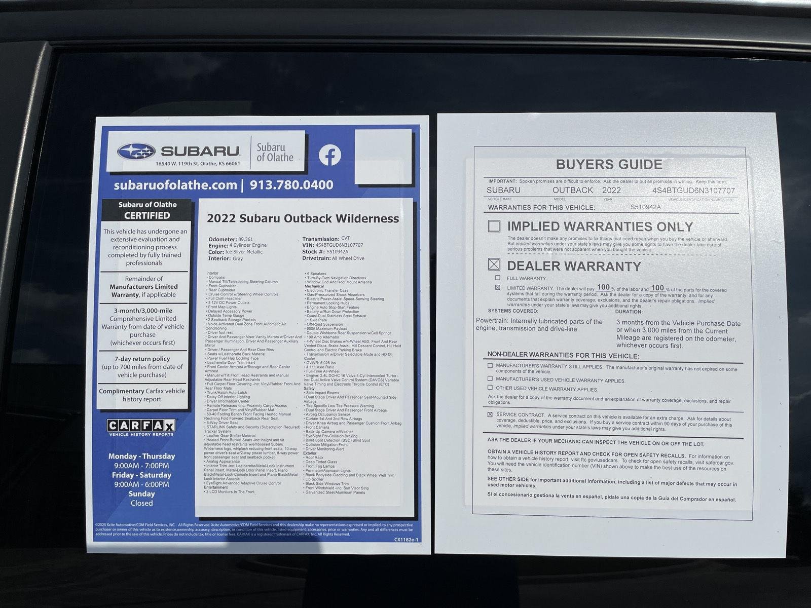Used 2022 Ice Silver Metallic Subaru Wilderness image 32