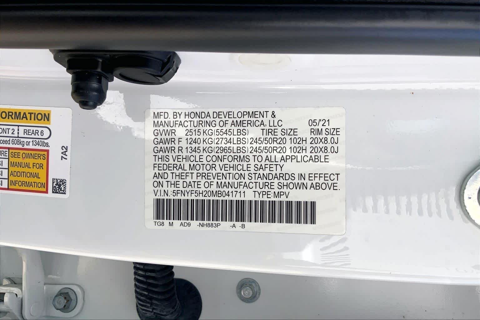 Used 2021 Platinum White Pearl Honda Special Edition image 31
