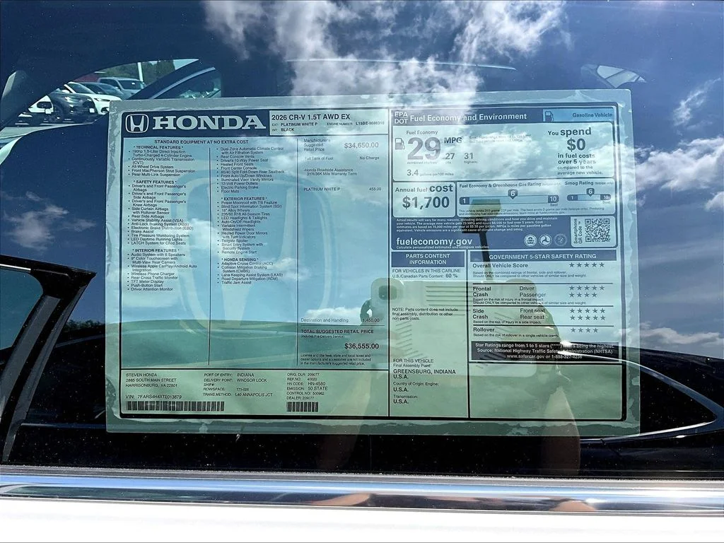 New 2026 Platinum White Pearl Honda AWD EX image 28